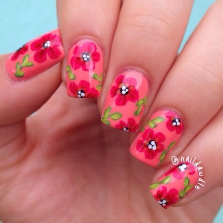 how to summer floral nail art tutorial flower