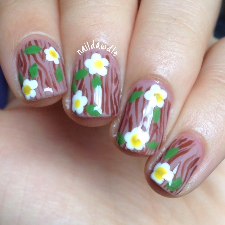 how to paint wood grain nature flower nails nail art