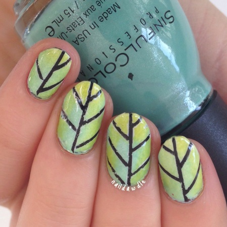 how to paint gradient leaves nail art